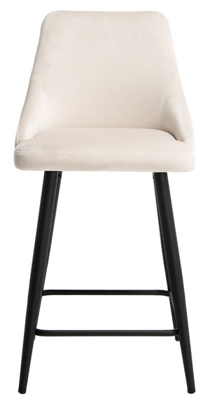 Safavieh Kelsey Counter Stool - Modern Glam Velvet Upholstered Seat With Open-Leg Design For Stylish Comfort Beige / Black BST7505A