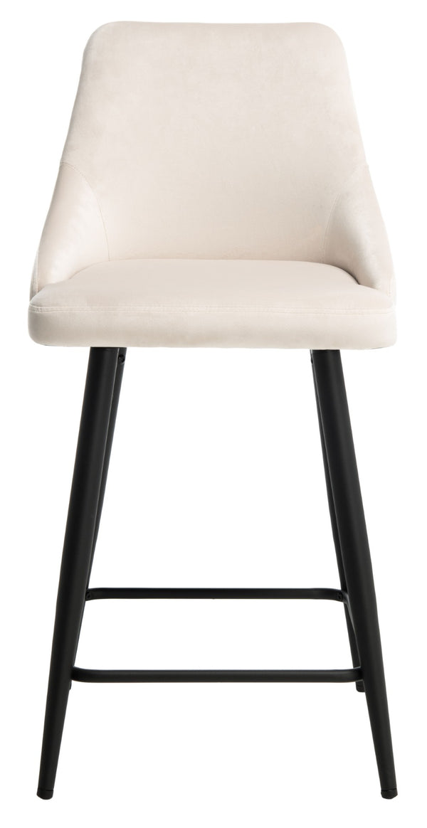 Safavieh Kelsey Counter Stool - Modern Glam Velvet Upholstered Seat With Open-Leg Design For Stylish Comfort Beige / Black BST7505A
