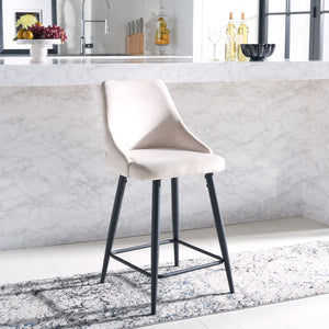 Safavieh Kelsey Counter Stool - Modern Glam Velvet Upholstered Seat With Open-Leg Design For Stylish Comfort Beige / Black BST7505A