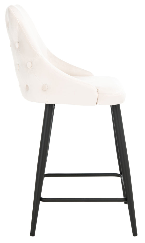Safavieh Kelsey Counter Stool - Modern Glam Velvet Upholstered Seat With Open-Leg Design For Stylish Comfort Beige / Black BST7505A