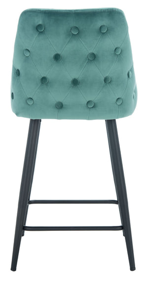 Safavieh Kelsey Counter Stool - Modern Glam Velvet Upholstered Seat With Open-Leg Design For Stylish Comfort Seafoam / Black BST7505B