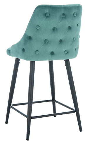 Safavieh Kelsey Counter Stool - Modern Glam Velvet Upholstered Seat With Open-Leg Design For Stylish Comfort Seafoam / Black BST7505B