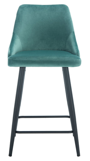 Safavieh Kelsey Counter Stool - Modern Glam Velvet Upholstered Seat With Open-Leg Design For Stylish Comfort Seafoam / Black BST7505B