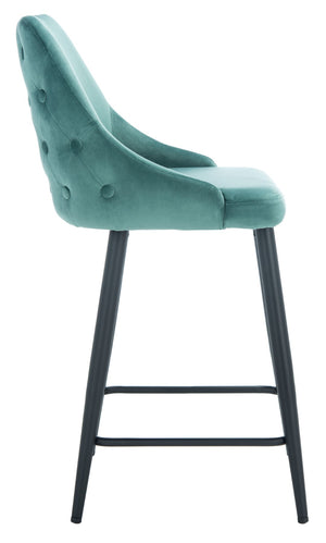 Safavieh Kelsey Counter Stool - Modern Glam Velvet Upholstered Seat With Open-Leg Design For Stylish Comfort Seafoam / Black BST7505B