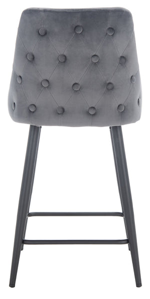 Safavieh Kelsey Counter Stool - Modern Glam Velvet Upholstered Seat With Open-Leg Design For Stylish Comfort Shale / Black BST7505C