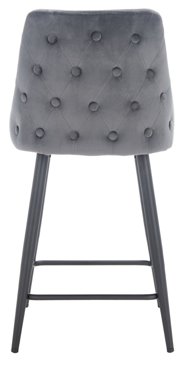 Safavieh Kelsey Counter Stool - Modern Glam Velvet Upholstered Seat With Open-Leg Design For Stylish Comfort Shale / Black BST7505C