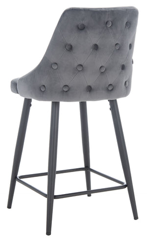 Safavieh Kelsey Counter Stool - Modern Glam Velvet Upholstered Seat With Open-Leg Design For Stylish Comfort Shale / Black BST7505C