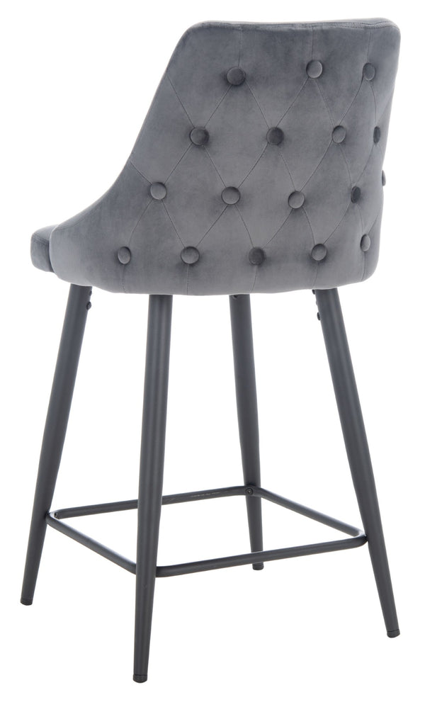 Safavieh Kelsey Counter Stool - Modern Glam Velvet Upholstered Seat With Open-Leg Design For Stylish Comfort Shale / Black BST7505C