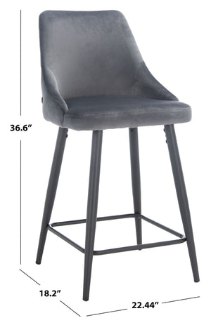 Safavieh Kelsey Counter Stool - Modern Glam Velvet Upholstered Seat With Open-Leg Design For Stylish Comfort Shale / Black BST7505C