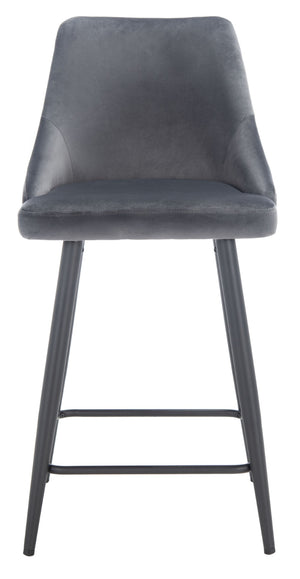 Safavieh Kelsey Counter Stool - Modern Glam Velvet Upholstered Seat With Open-Leg Design For Stylish Comfort Shale / Black BST7505C