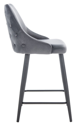 Safavieh Kelsey Counter Stool - Modern Glam Velvet Upholstered Seat With Open-Leg Design For Stylish Comfort Shale / Black BST7505C