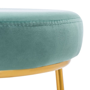 Safavieh Kellie Round Counter Stool – Luxurious Velvet Upholstered Seat With Elegant Open Frame For Modern Spaces Seafoam / Gold BST7507C