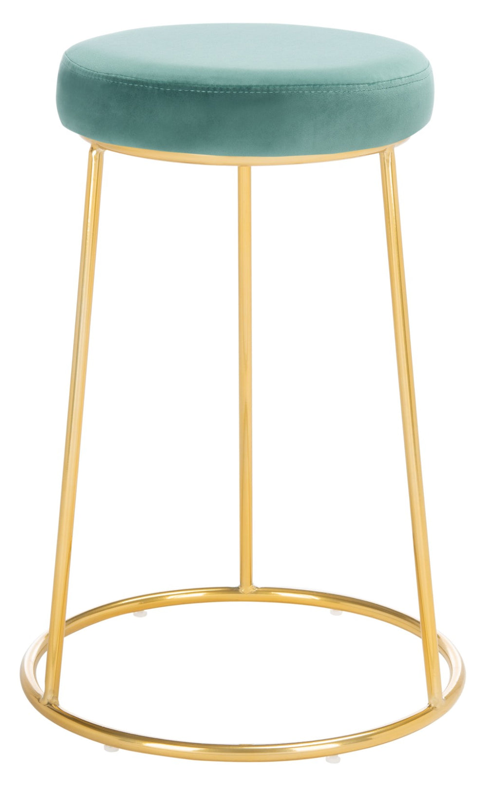 Safavieh Kellie Round Counter Stool – Luxurious Velvet Upholstered Seat With Elegant Open Frame For Modern Spaces Seafoam / Gold BST7507C