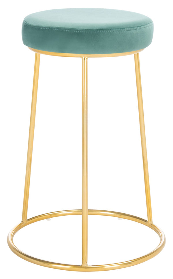 Safavieh Kellie Round Counter Stool – Luxurious Velvet Upholstered Seat With Elegant Open Frame For Modern Spaces Seafoam / Gold BST7507C