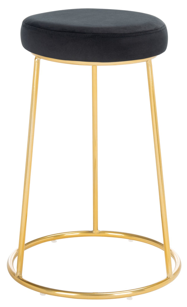Safavieh Kellie Round Counter Stool – Luxurious Velvet Upholstered Seat With Elegant Open Frame For Modern Spaces Black / Gold BST7507E