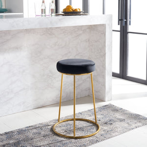 Safavieh Kellie Round Counter Stool – Luxurious Velvet Upholstered Seat With Elegant Open Frame For Modern Spaces Black / Gold BST7507E