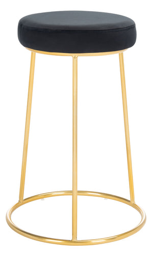Safavieh Kellie Round Counter Stool – Luxurious Velvet Upholstered Seat With Elegant Open Frame For Modern Spaces Black / Gold BST7507E