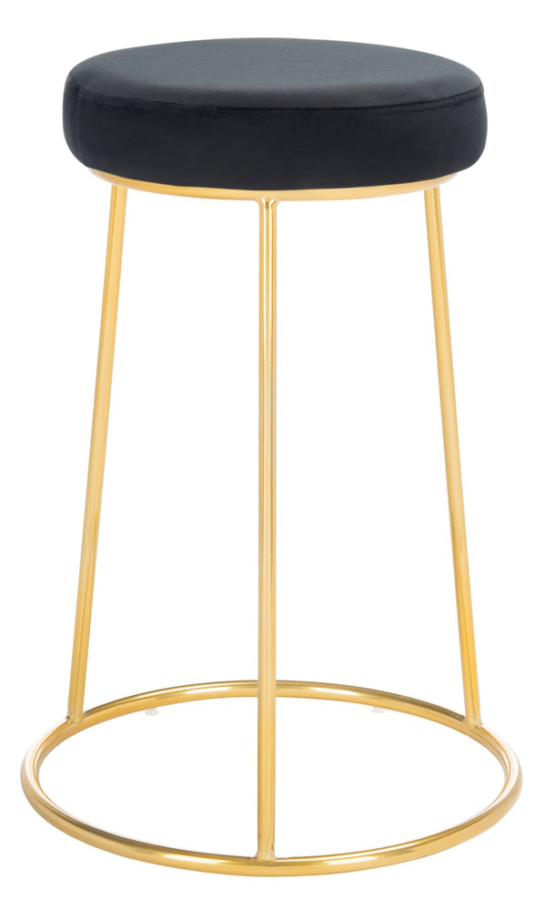 Safavieh Kellie Round Counter Stool – Luxurious Velvet Upholstered Seat With Elegant Open Frame For Modern Spaces Black / Gold BST7507E