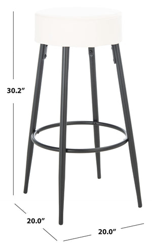 Safavieh Bohden Round Counter Stool – Luxurious Velvet Seat With Sleek Angled Legs For Modern Kitchen Style Ivory / Black BST7508A