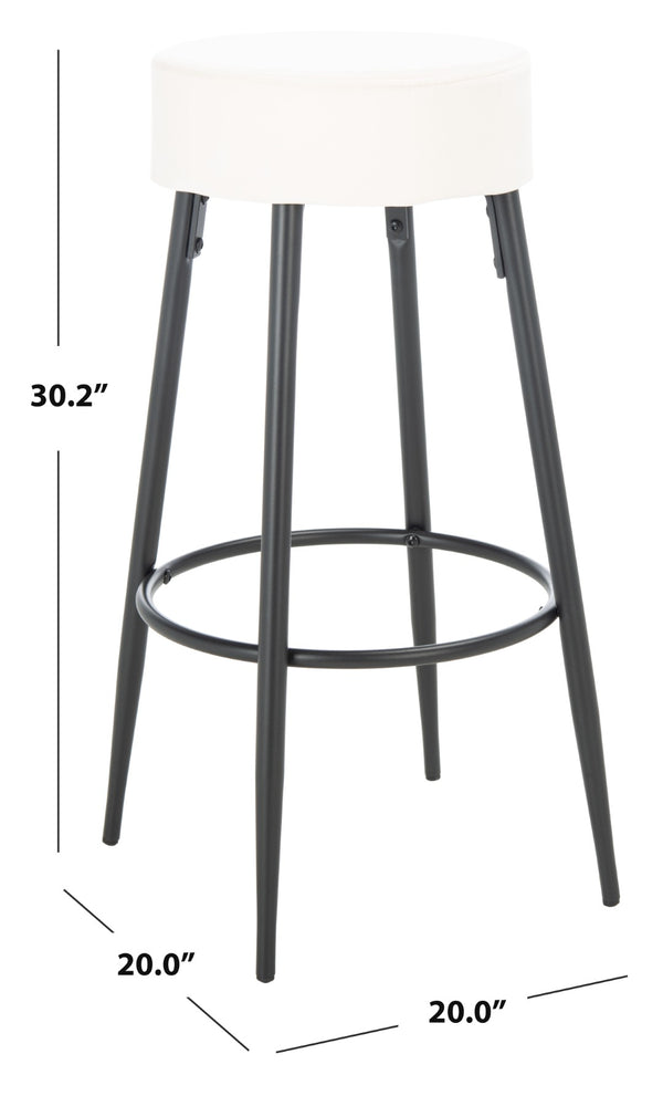 Safavieh Bohden Round Counter Stool – Luxurious Velvet Seat With Sleek Angled Legs For Modern Kitchen Style Ivory / Black BST7508A