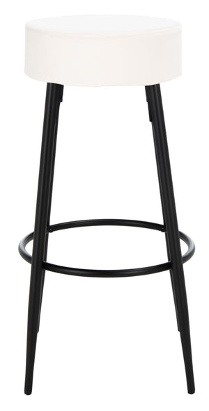 Safavieh Bohden Round Counter Stool – Luxurious Velvet Seat With Sleek Angled Legs For Modern Kitchen Style Ivory / Black BST7508A