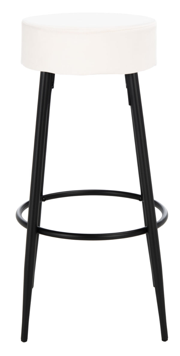 Safavieh Bohden Round Counter Stool – Luxurious Velvet Seat With Sleek Angled Legs For Modern Kitchen Style Ivory / Black BST7508A
