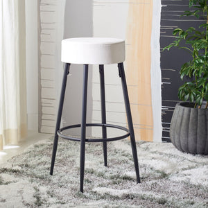 Safavieh Bohden Round Counter Stool – Luxurious Velvet Seat With Sleek Angled Legs For Modern Kitchen Style Ivory / Black BST7508A