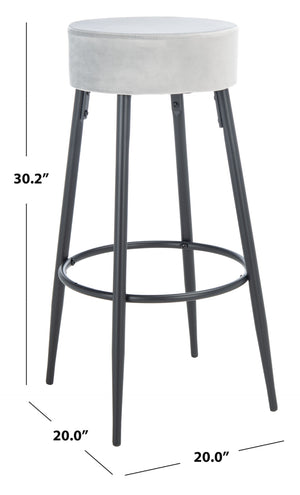 Safavieh Bohden Round Counter Stool – Luxurious Velvet Seat With Sleek Angled Legs For Modern Kitchen Style Light Grey / Black BST7508B