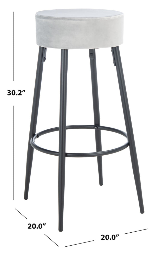 Safavieh Bohden Round Counter Stool – Luxurious Velvet Seat With Sleek Angled Legs For Modern Kitchen Style Light Grey / Black BST7508B