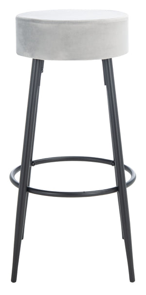 Safavieh Bohden Round Counter Stool – Luxurious Velvet Seat With Sleek Angled Legs For Modern Kitchen Style Light Grey / Black BST7508B