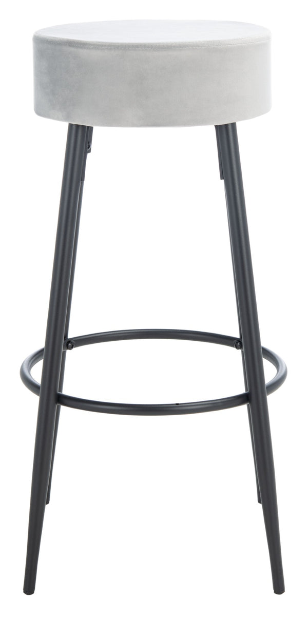Safavieh Bohden Round Counter Stool – Luxurious Velvet Seat With Sleek Angled Legs For Modern Kitchen Style Light Grey / Black BST7508B