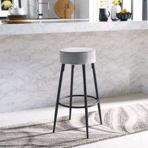 Safavieh Bohden Round Counter Stool – Luxurious Velvet Seat With Sleek Angled Legs For Modern Kitchen Style Light Grey / Black BST7508B