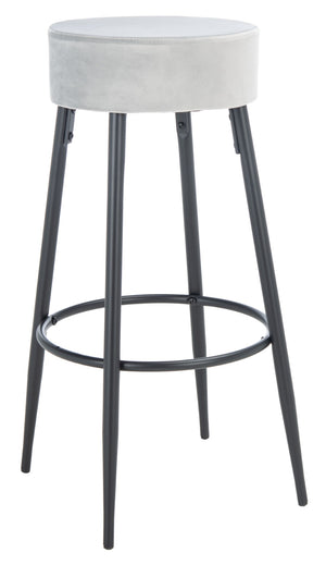 Safavieh Bohden Round Counter Stool – Luxurious Velvet Seat With Sleek Angled Legs For Modern Kitchen Style Light Grey / Black BST7508B