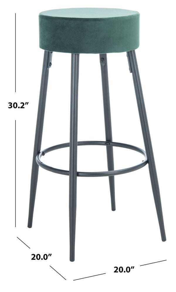 Safavieh Bohden Round Counter Stool – Luxurious Velvet Seat With Sleek Angled Legs For Modern Kitchen Style Malachite Green / Black BST7508C