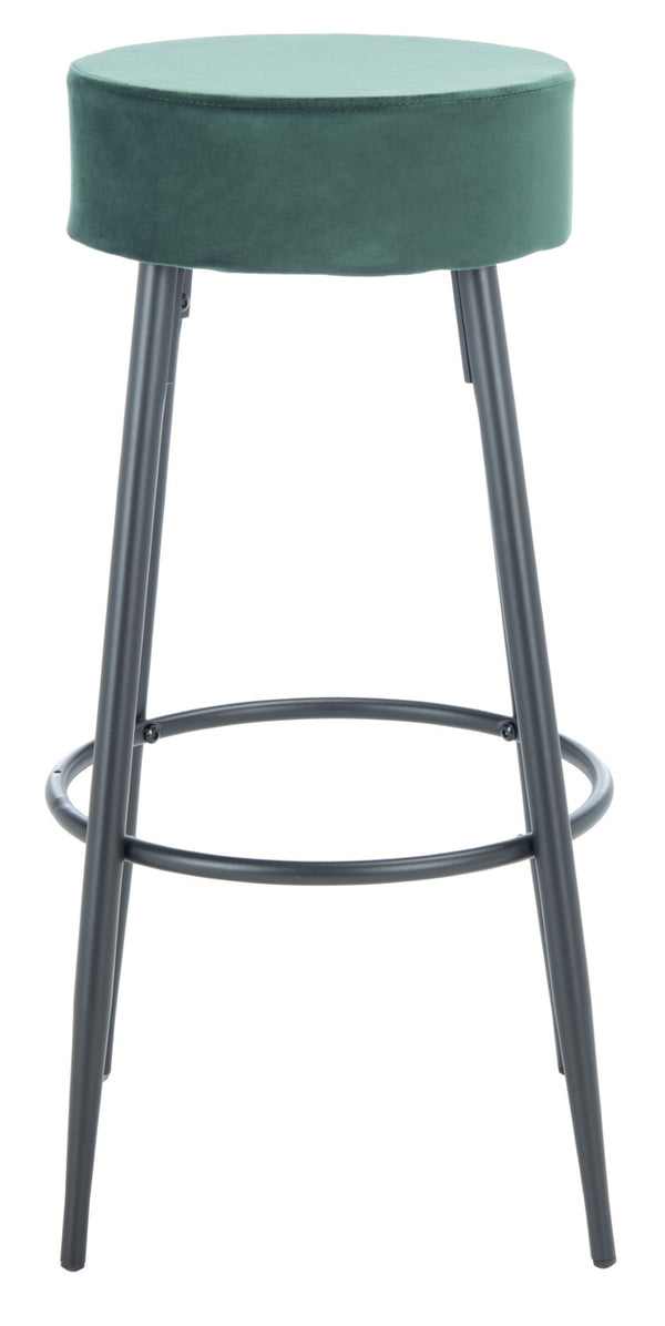 Safavieh Bohden Round Counter Stool – Luxurious Velvet Seat With Sleek Angled Legs For Modern Kitchen Style Malachite Green / Black BST7508C