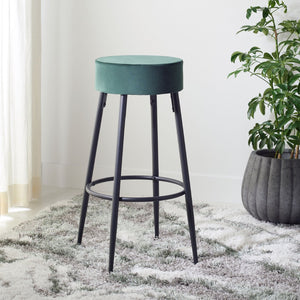 Safavieh Bohden Round Counter Stool – Luxurious Velvet Seat With Sleek Angled Legs For Modern Kitchen Style Malachite Green / Black BST7508C