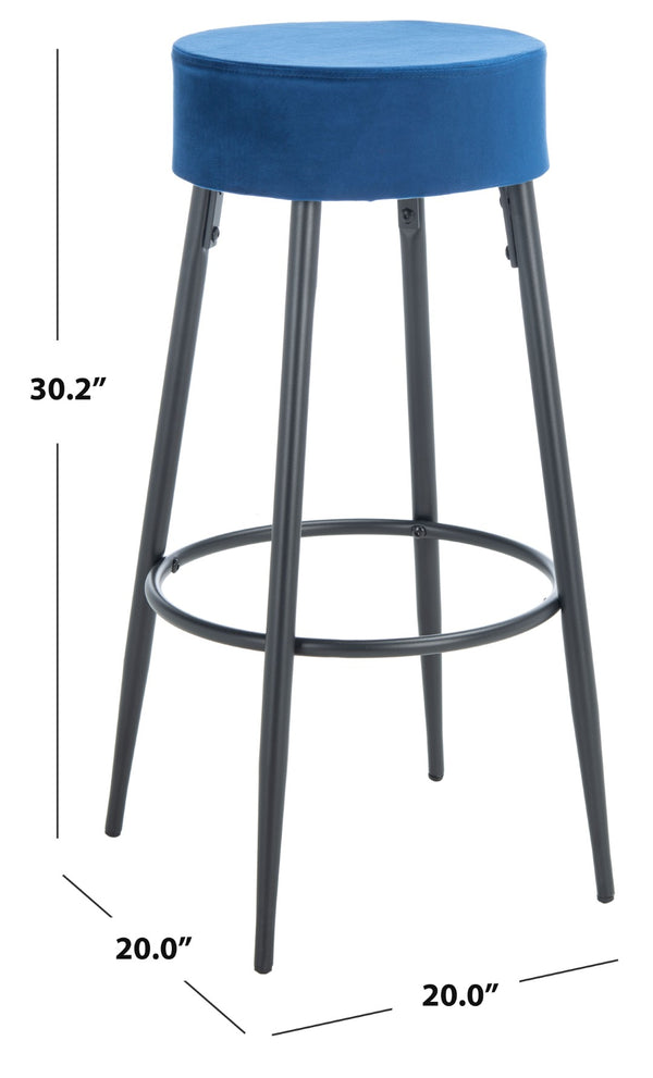 Safavieh Bohden Round Counter Stool – Luxurious Velvet Seat With Sleek Angled Legs For Modern Kitchen Style Navy / Black BST7508D