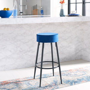 Safavieh Bohden Round Counter Stool – Luxurious Velvet Seat With Sleek Angled Legs For Modern Kitchen Style Navy / Black BST7508D