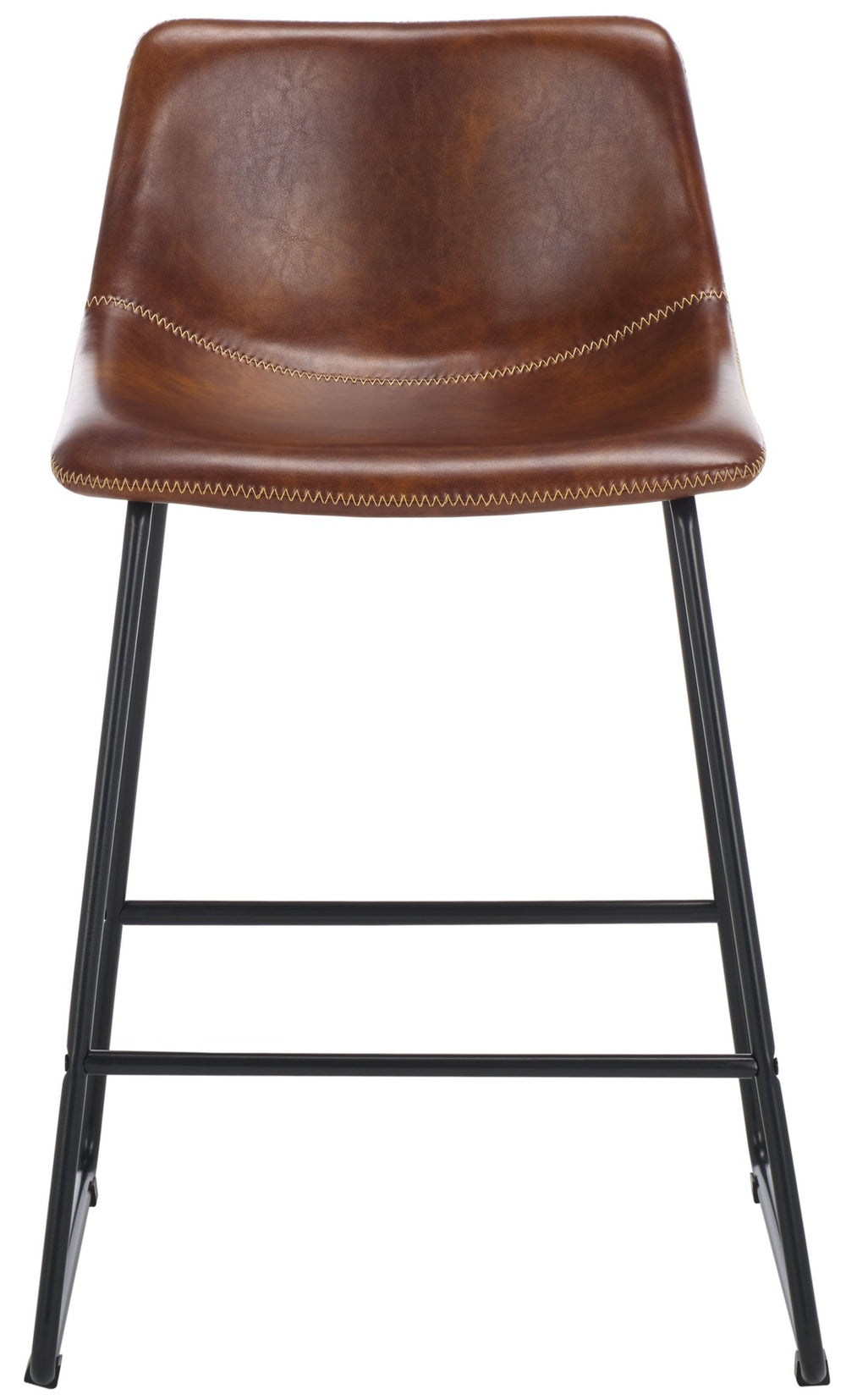 Safavieh Acela Counter Stool - Modern Sculpted Leather Seating With Minimalist Metal Legs For Stylish Comfort Brown / Black BST7509A