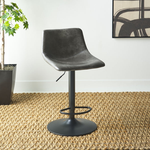 Safavieh Aelin Adjustable Bar Stool - Contemporary Ergonomic Design With Industrial Metal Base For Modern Spaces Grey / Black BST7510B