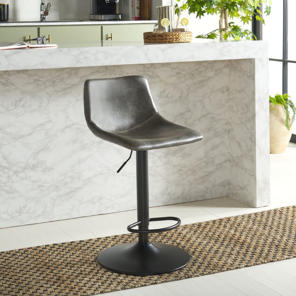 Safavieh Aelin Adjustable Bar Stool - Contemporary Ergonomic Design With Industrial Metal Base For Modern Spaces Grey / Black BST7510B