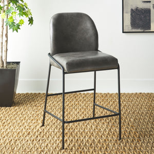 Safavieh Ivey Counter Stool - Contemporary Comfort With Sculpted Back, Padded Seat, And Slim Metal Base Design Grey / Black BST7511A