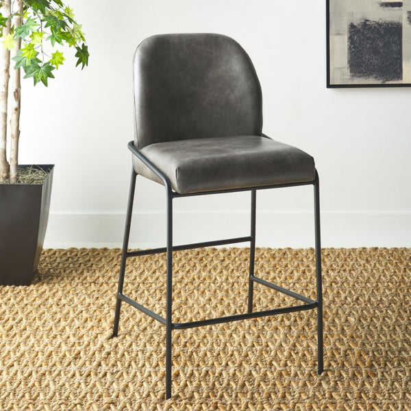 Safavieh Ivey Counter Stool - Contemporary Comfort With Sculpted Back, Padded Seat, And Slim Metal Base Design Grey / Black BST7511A