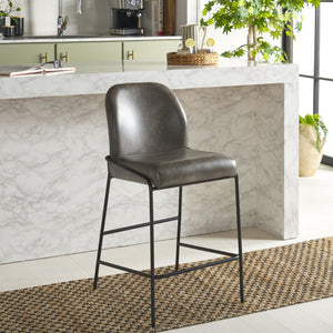 Safavieh Ivey Counter Stool - Contemporary Comfort With Sculpted Back, Padded Seat, And Slim Metal Base Design Grey / Black BST7511A