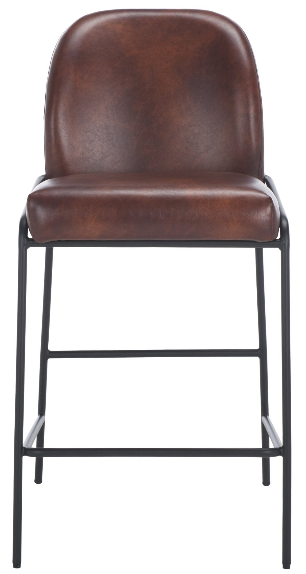 Safavieh Ivey Counter Stool - Contemporary Comfort With Sculpted Back, Padded Seat, And Slim Metal Base Design Dark Brown / Black BST7511B