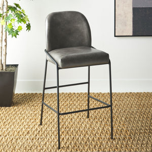 Safavieh Ivey Bar Stool - Modern Comfort With Sculpted Backrest, Plush Padding, And Sleek Metal Base Design Grey / Black BST7512A