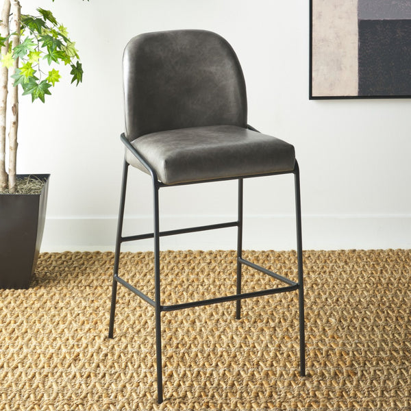 Safavieh Ivey Bar Stool - Modern Comfort With Sculpted Backrest, Plush Padding, And Sleek Metal Base Design Grey / Black BST7512A