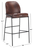 Safavieh Ivey Bar Stool Dark Brown / Black 19.8" x 21.8" x 41.7"