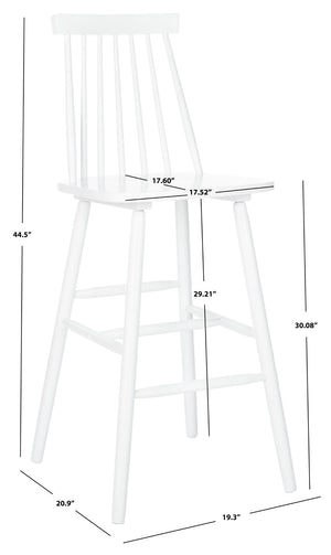 Safavieh BEAUFORT Bar Stool Set of Two - Elegant Solid Rubberwood with Open Spindle Back for Modern Comfort White BST8500A-SET2
