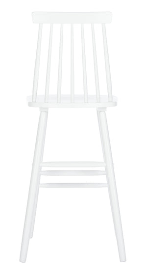 Safavieh BEAUFORT Bar Stool Set of Two - Elegant Solid Rubberwood with Open Spindle Back for Modern Comfort White BST8500A-SET2
